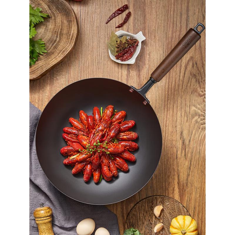 COOKER KING No-Coating Wrought Iron Stir-Fry Wok