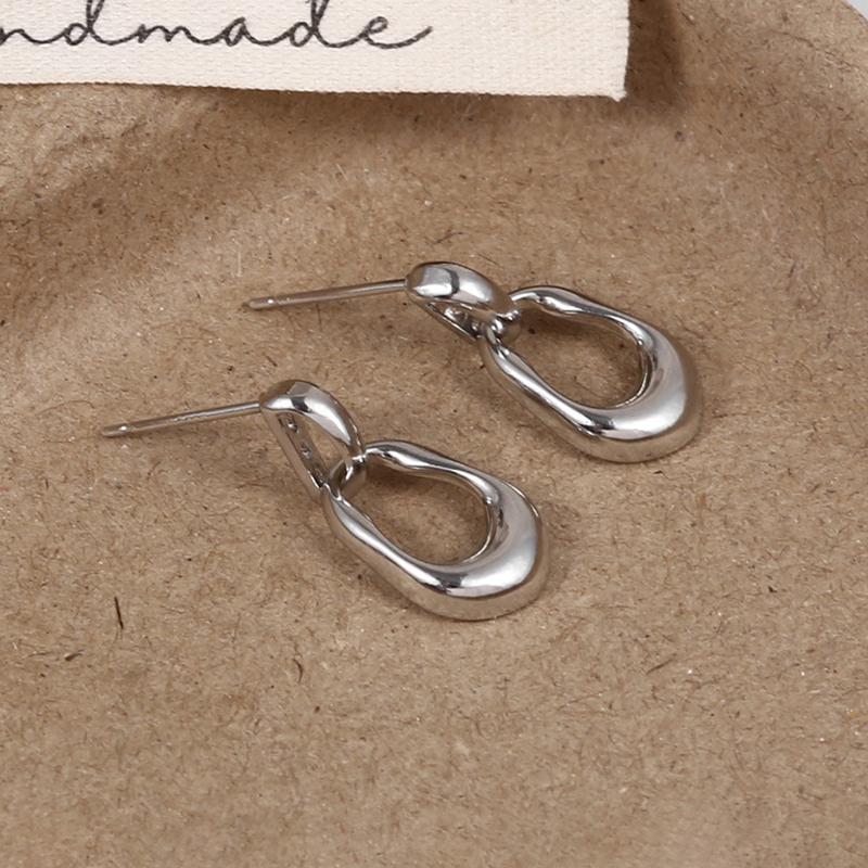 

PONYKISS Silver Hollow Water Drop Stud Earrings for Women Minimalist Trendy Fine Personality Accessories