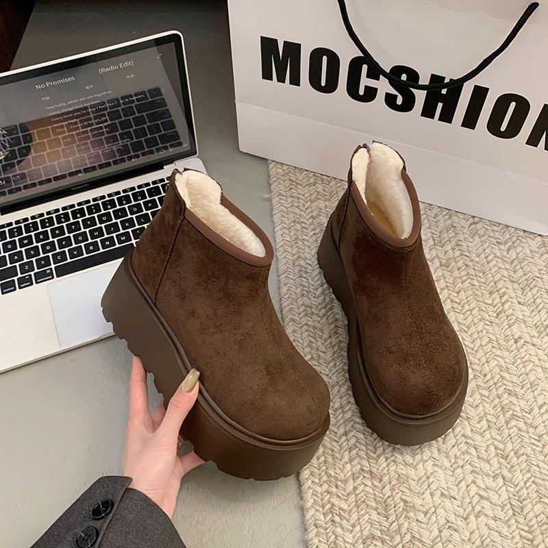 [Fanfna] thick-soled Martin boots for women's 2025 autumn new popular velvet thickened warm snow cotton shoes short boots