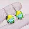 Bi-Colour Tourmaline 925 Sterling Silver Earring V398, Green & Purple Earring, Oval Earring, Valentin's Day Gift, Gift For Her, Birthday Gift, Handmad