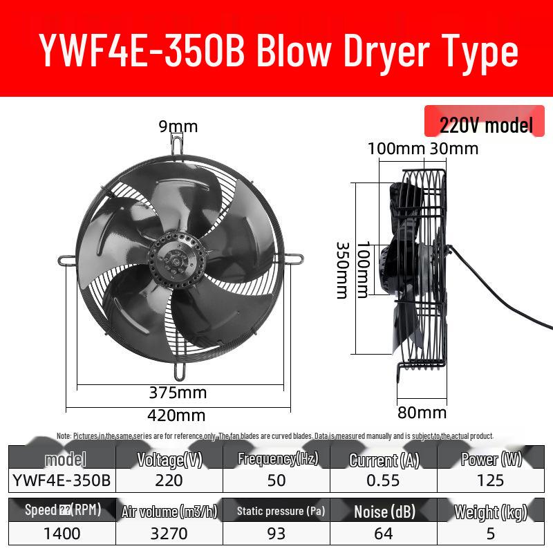 YWF4E External Rotor Axial Fan: 220V Air Compressor/Condenser Cooling, 380V Cold Storage Exhaust.