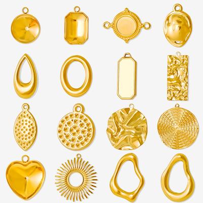 6pcs Simple Geometric Oval Water Droplets Real Gold Plated Stainless Steel Charms For Jewelry Making Supplies DIY Heart Pendant