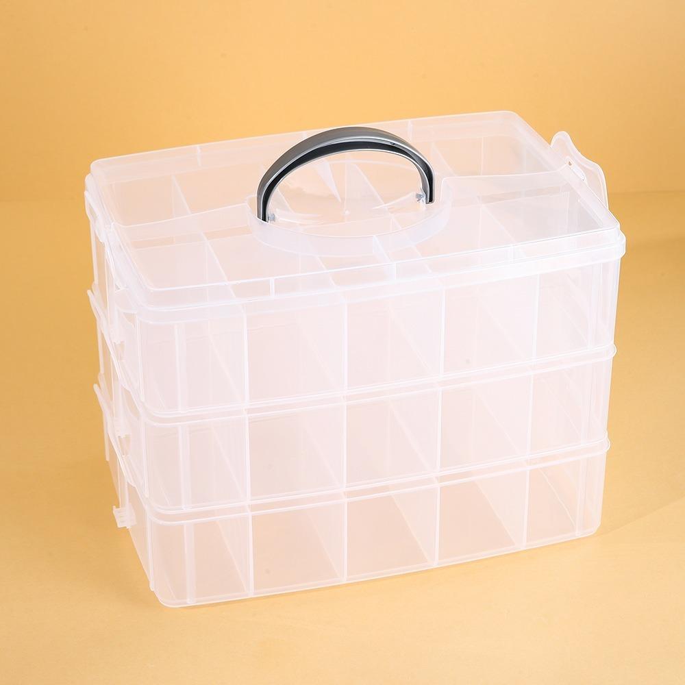 Empty 3-layers Plastic Storage Box Detachable 18 Grids Crafts Tool Case Removable Clear Jewelry Bead Storage Container Desktop