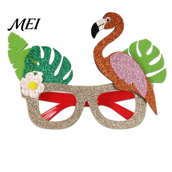 Fun Summer Vacation Eyeglasses Hawaiian Tropical Party Glasses, Glitter Felt Beach Pool Eyeglasses, Creative Event Props Ocean Luau Style Eyewear for