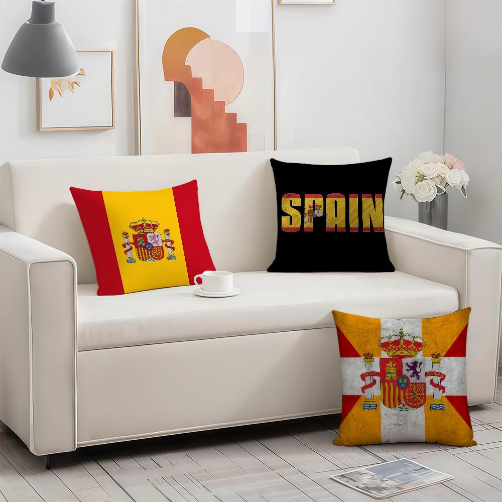 S-Spain Flag Cool cushion cover Double Sided Printed Polyester Pillowcase Pattern Decorative Zipper Cushion Cover