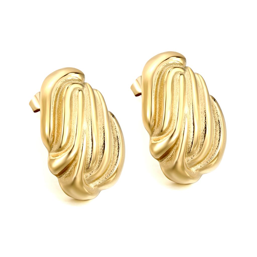 Irregular Texture Luxury Earrings, Fashionable Niche Style, Women's Stainless Steel Retro INS Party Jewelry Birthday Gift