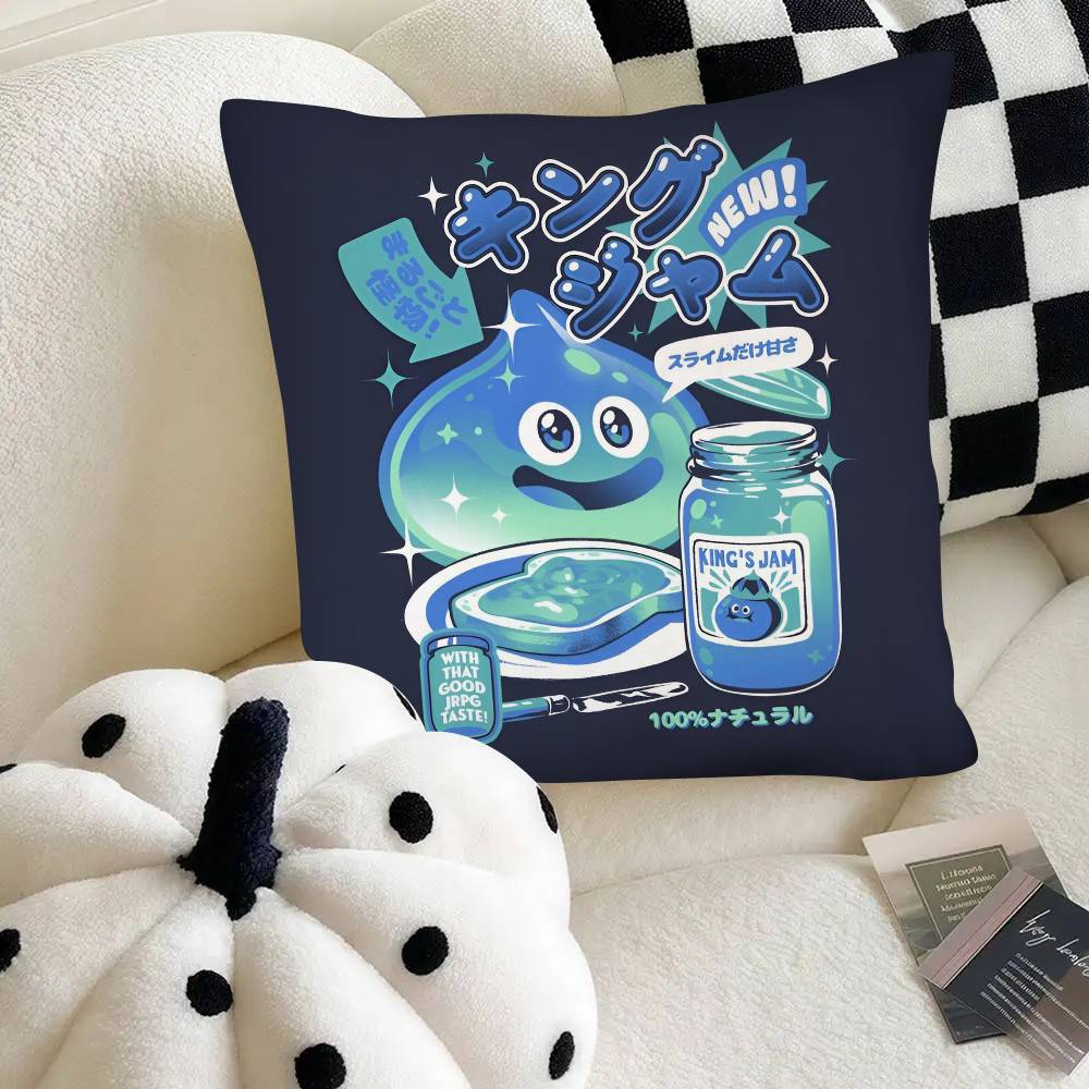 Game Slime Morimori Dragon Quest Pillow Case Fashion Square Pillowcase Bedroom Sofa Room Ins Decoration Leisure