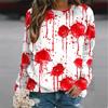 Harajuku 3D Horror Halloween Print Sweatshirts Red Bloody Patterns Graphic Round Neck Hoodies Women Fashion Clothing Sweatshirt