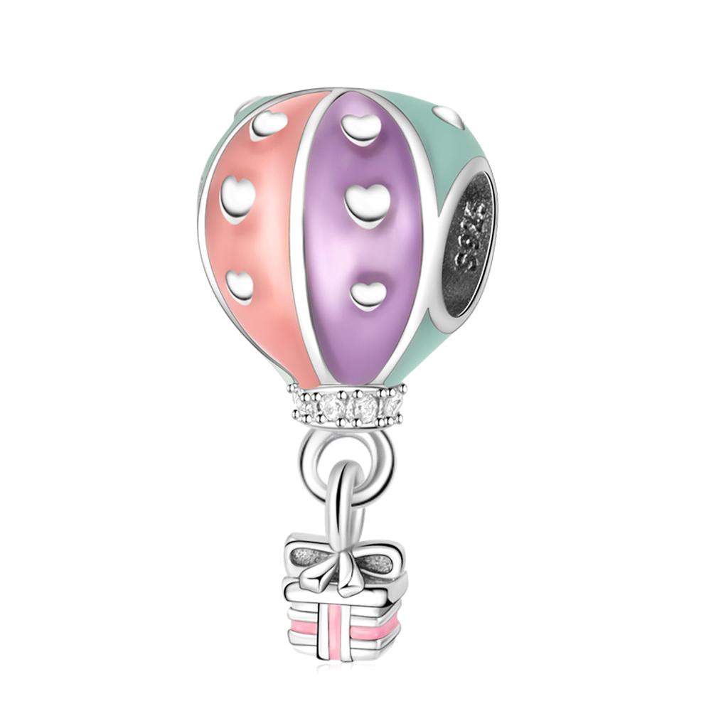 Romantischer Kupfer-Gold-Globus Luftballon & Bunter Ballon Anhänger Passend für Armband Damen Accessoires DIY Schönes Geschenk