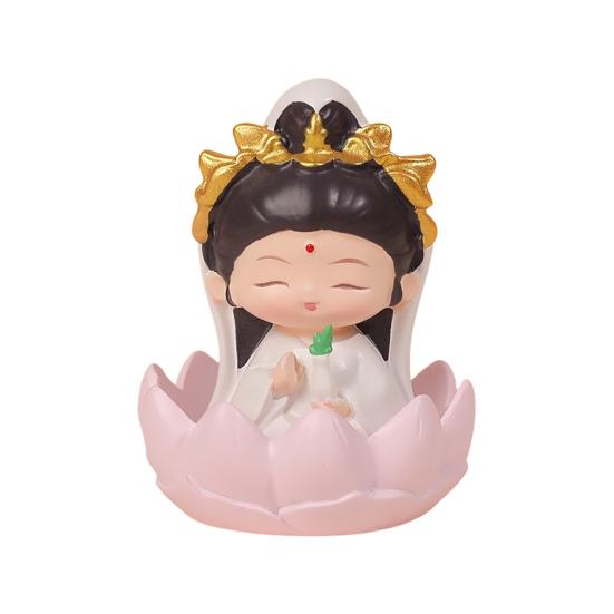 Mini Buddha Statue Resin Meditation Buddha GuanYin Sculpture Spiritual Chinese Home Decor for Office Desk Living Room