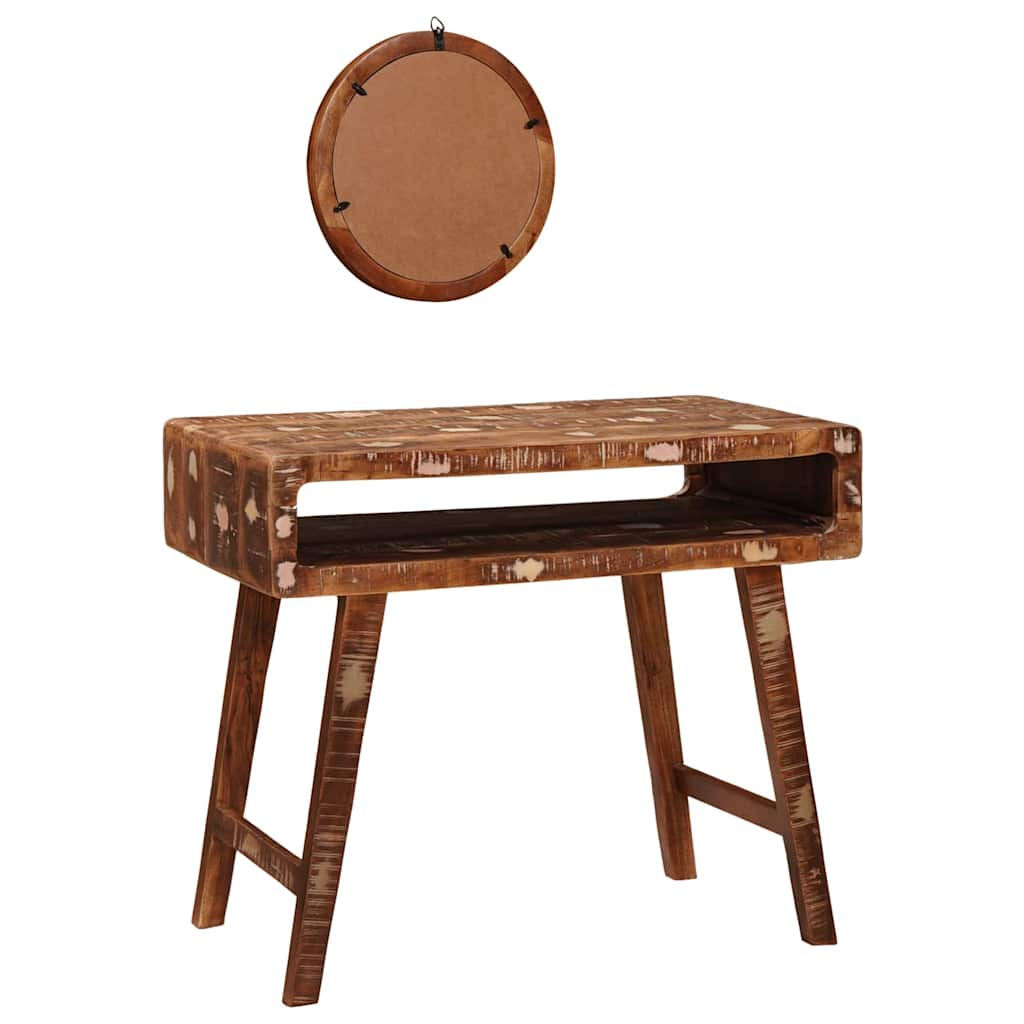 Makeup Table in Brown 90 x 76 x 45 cm Solid Upcycled Wood