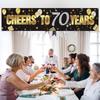 Boao Happy 70th Birthday Banner for Men Women Sign 70 Years Black Gold Glitter Birthday Sign Banner Party Decoration Supplies Anniversary Celebration