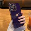 Custodia per telefono a forma di cuore d'amore placcata per Iphone 14 13 11 12 Pro Max Xs Max Xr 14 Plus Morbida Antiurto Placcatura Copertura Bumper Viola