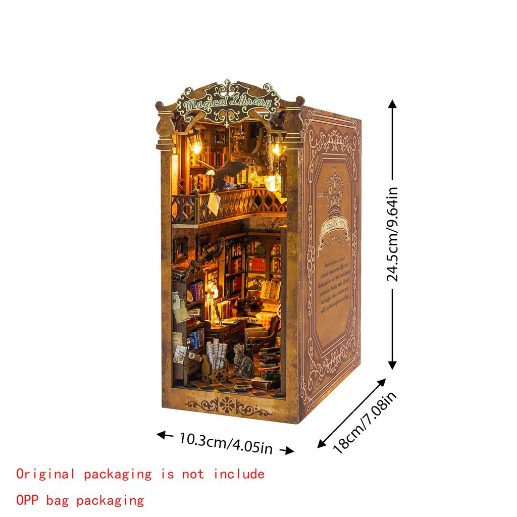 Book Nook Shelf Insert  Casa Miniature Doll House Kit Toys Home Dollhouse Bookends Furniture Wooden Bookshelf Birthday Gifts