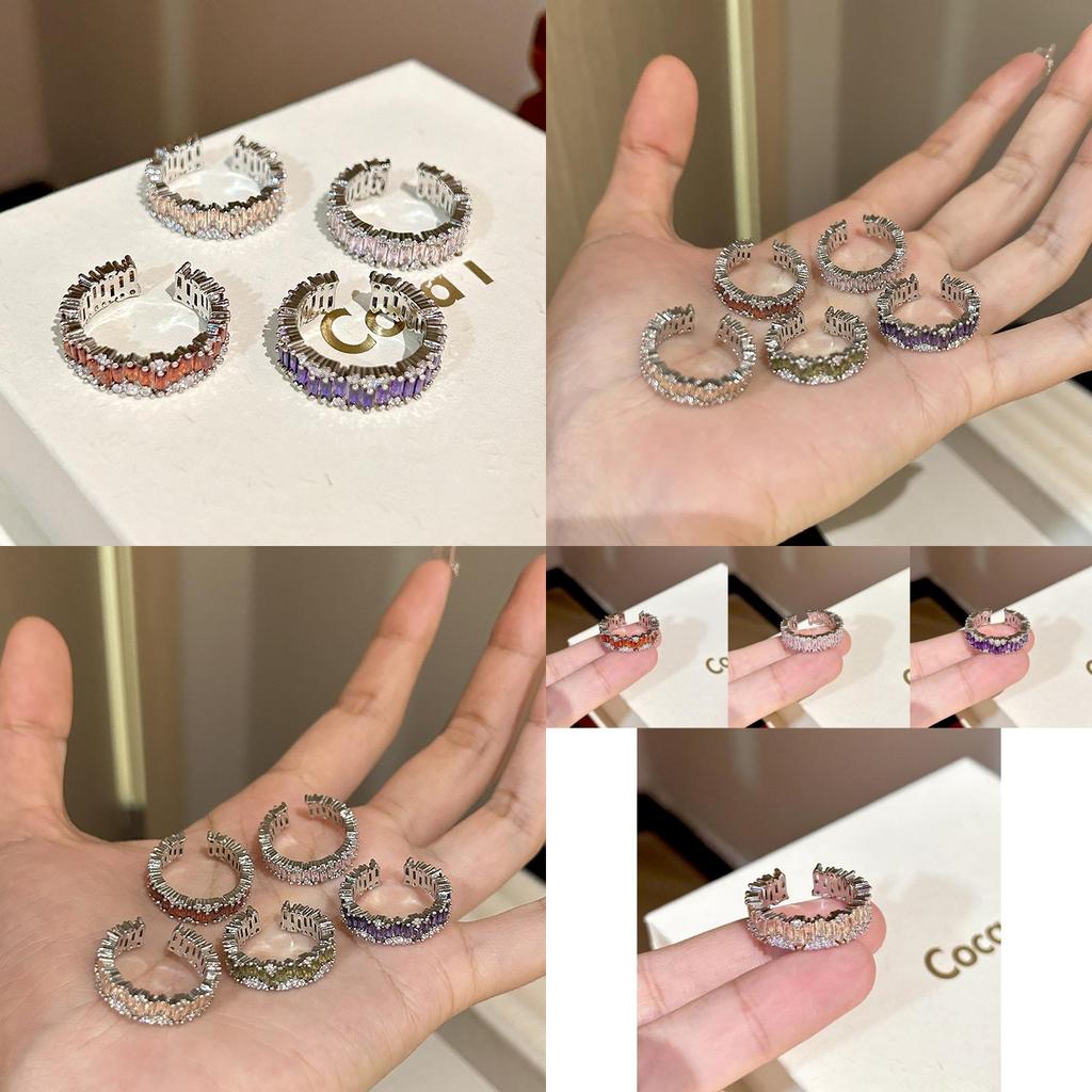 Exquisite Adjustable Geometric Design Ring For Women With Brilliant Colored Gemstones