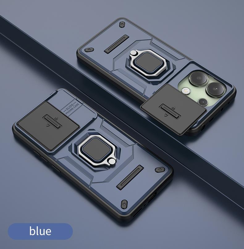 For Xiaomi Redmi Note 13 4G Case Slide Camera Phone Case Xiaomi Redmi Note 13 Pro 4G Cover Armor PC Shockproof Metal Stand Cover