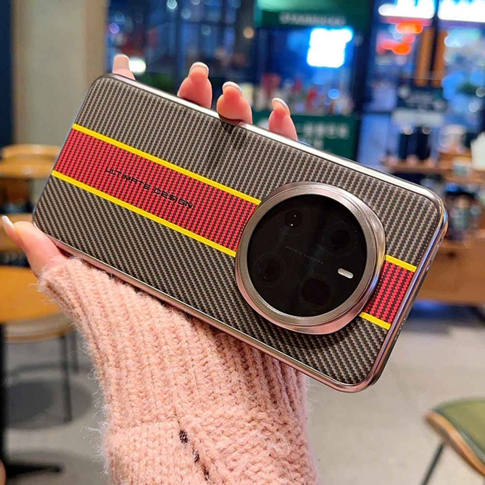 Für Honor Magic7 Pro 5G Hülle Fasertextur Leder+PC Handyhülle