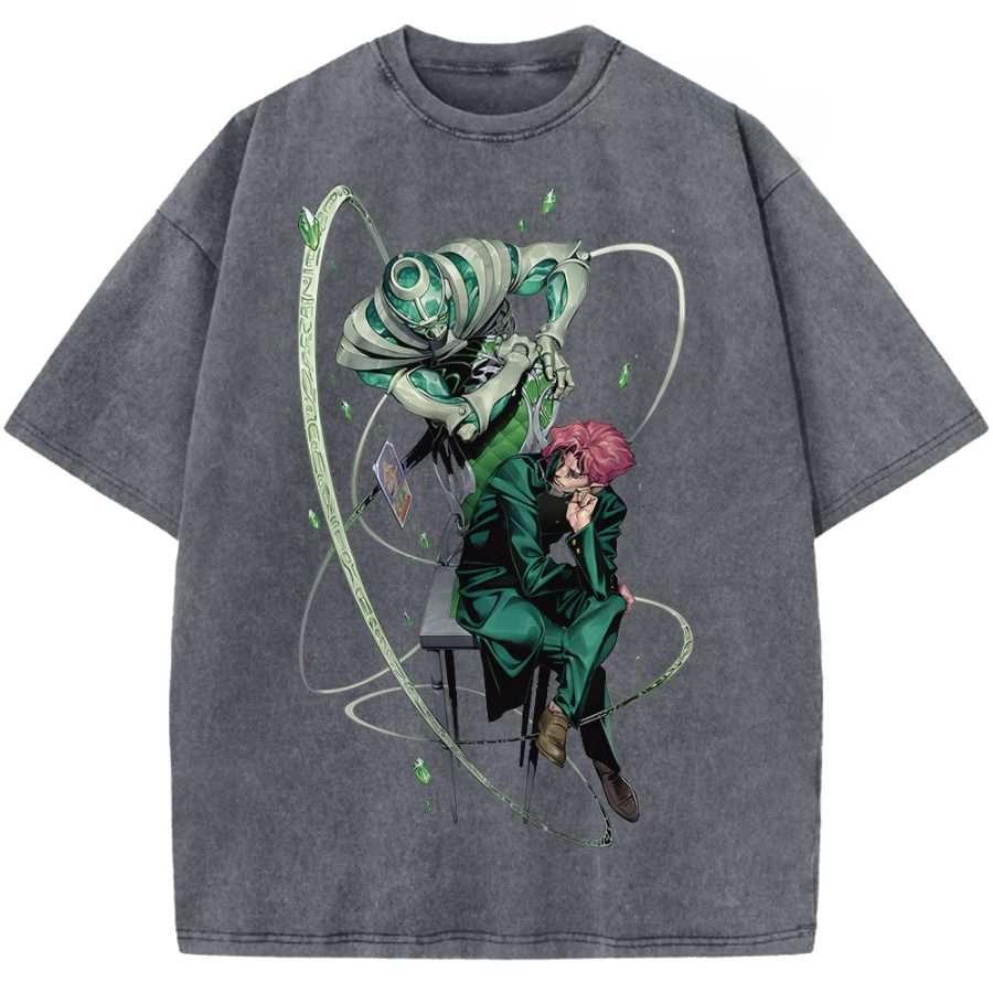 

Anime JoJo s Bizarre Adventure Kakyouin Noriaki Graphic T Shirt Men Clothing Oversized Tshirt Washed Cotton Tee Harajuku T-shirt XXL сірий колір