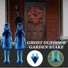 Scary Twins Ghost Ornament Halloween Silhouette Yard Signs with Stakes, Outside Yard Decor