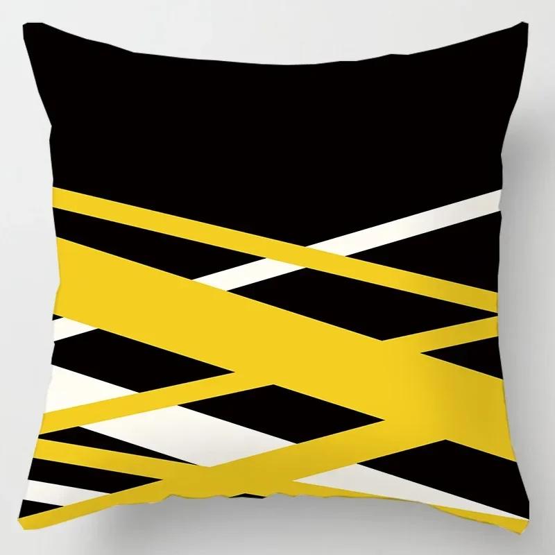 Fashionable Luxury Home Decoration Geometric Lines Abstract Style Ginkgo Leaf Print Pillow Cover Office Chair Cushion Cover