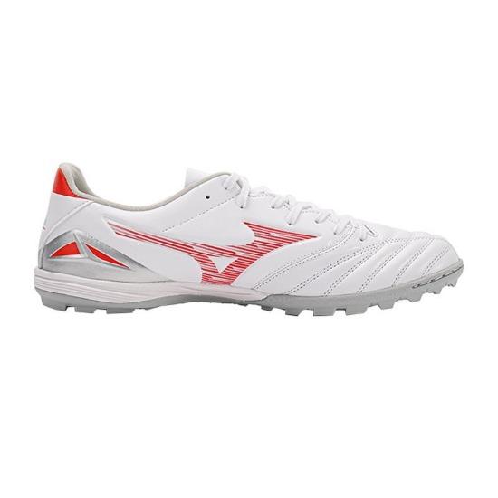 Mizuno Zapatillas de Fútbol TF Morelia Neo 4 Piel de Canguro Punta Redonda Con Cordones Unisex Blanco Rojo P1GD243460