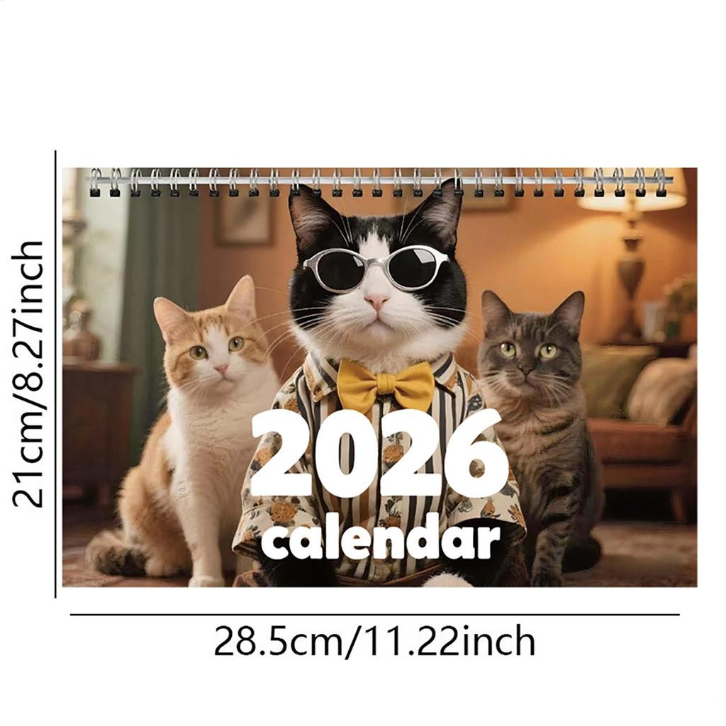 2026 Cat Calendar 12-Month Hangable Funny Cat Calendar Jan Dec 2026 Wall Schedule Planner with Coil Binding for Office School