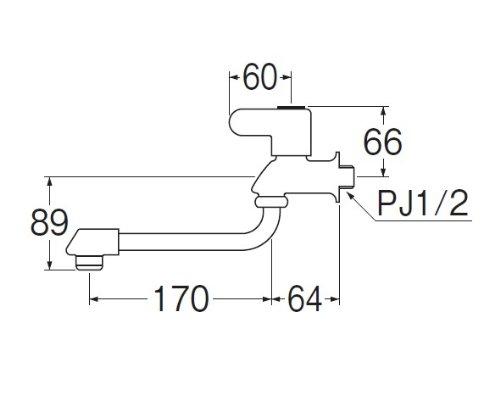 SANEI Flexible Faucet with Lever Handle, 90-Degree Open/Close, JA102DC-13