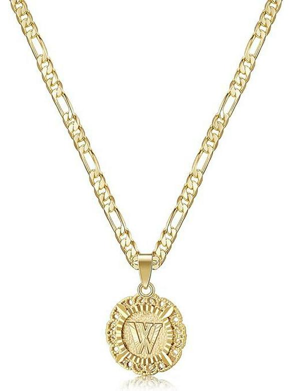 Versatile Alphabet Pendant Figaro Chain Necklace - High-End Light Luxury Clavicle Chain, 26 Letters Available