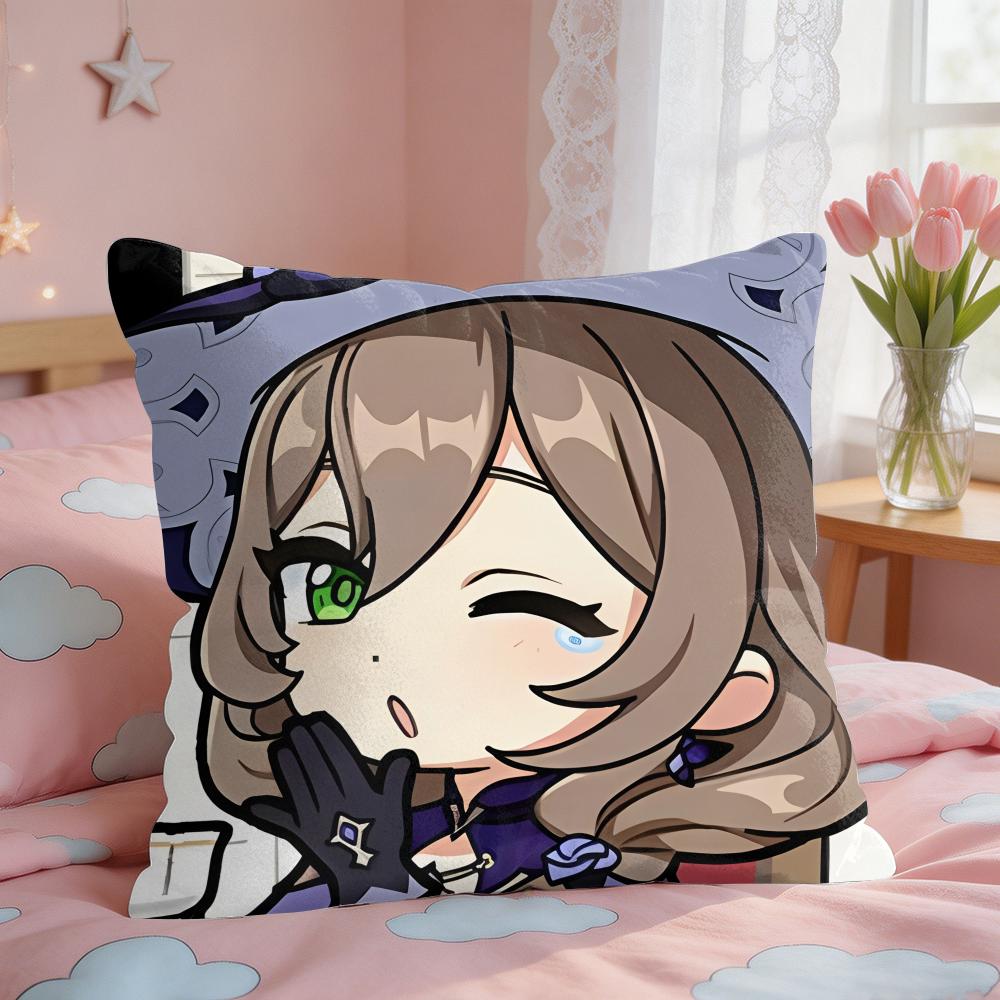 Lisa Cute Cute Genshin Impact Cushion Cover Square Short Plush Pillow Case Living Room Sofa Home Decor Funda X