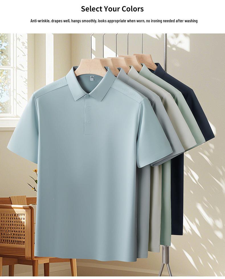 Cross-Border Mulberry Silk Linen Lapel Polo Shirt - Casual, Sun Protection, Anti-Pill, Ice Silk T-shirt for Couples.