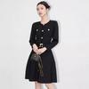 Zhao Lusi Inspired Black Knit Dress - 2025 Round Neck Long Sleeve Autumn Style