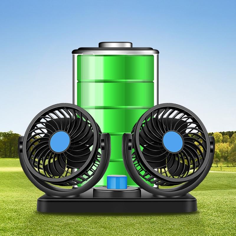 Car Fan 360° Adjustable 2 Head Air Fan Automotive Electric Fan USB/12V/24V Fan 2 Speeds Car Silent Fan For Home Desk