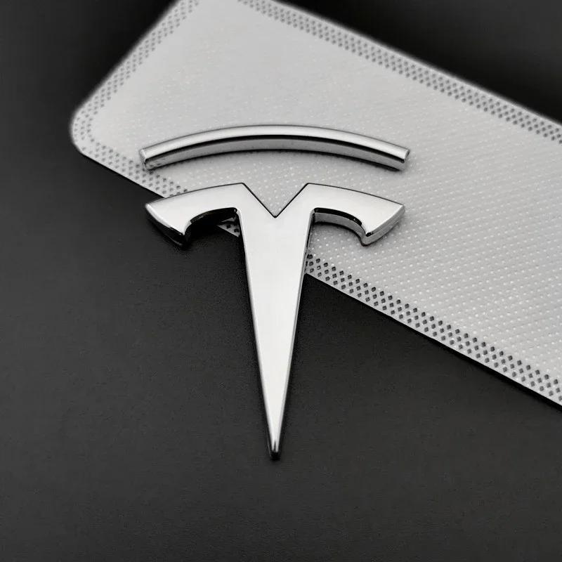 Car Sticker 2025 Hot Suitable for Tesla logo metal car stickers, refit side stickers, 3D personalized creative rear stickers For