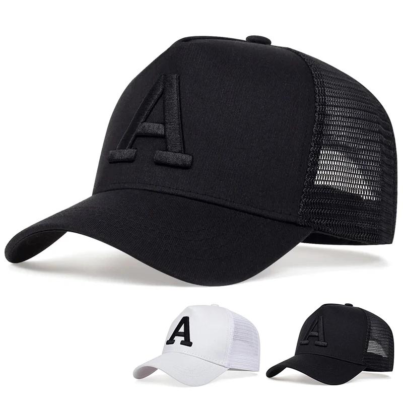 Net Baseball Stitching Embroidered A Lettering Alphabet Neutral Gender Women Men For Caps Spring And Summer Outdoor Adjustable Casual Hats