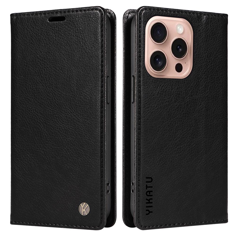 

For iPhone 16 Pro Case Wallet Leather Phone Cover Strong Magnetic Closure Black