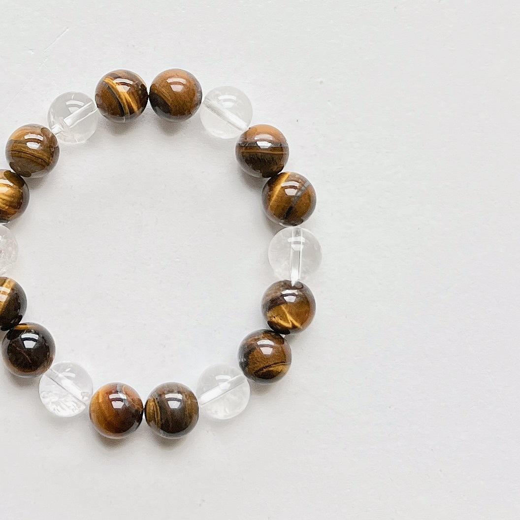 10Mm Maillard Style Natural Boutique Tiger S Eye White Crystal Bracelet Bracelet Jewelry