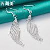 Silver Diamond Mesh Long Earrings