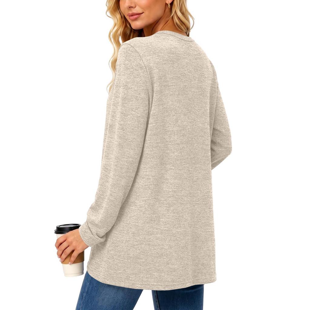 Women's Cardigan Color Long Sleeve with Pockets for Casual Wear