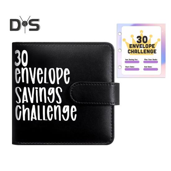 

Папка для денег для экономии денег 30 конвертов, бюджетная книга для экономии денег, органайзер для денег из искусственной кожи для дома, школы, путешествий чёрный