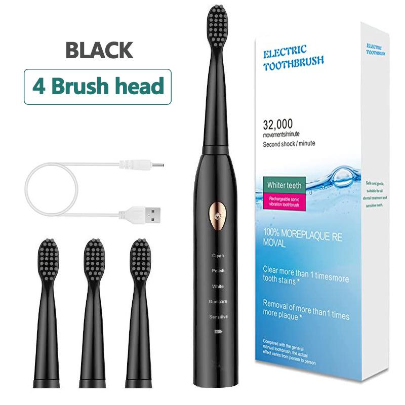 

5-Mode Electric Toothbrush with 6 Brush Heads - Soft Bristles for Adults, Portable Design for Travel