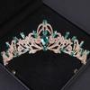 Grønne Krystall Tiaraer og Kroner Pannebånd for Kvinner Fest Strass Krone Brud Bryllup Hårpynt Smykker Krone Tiara