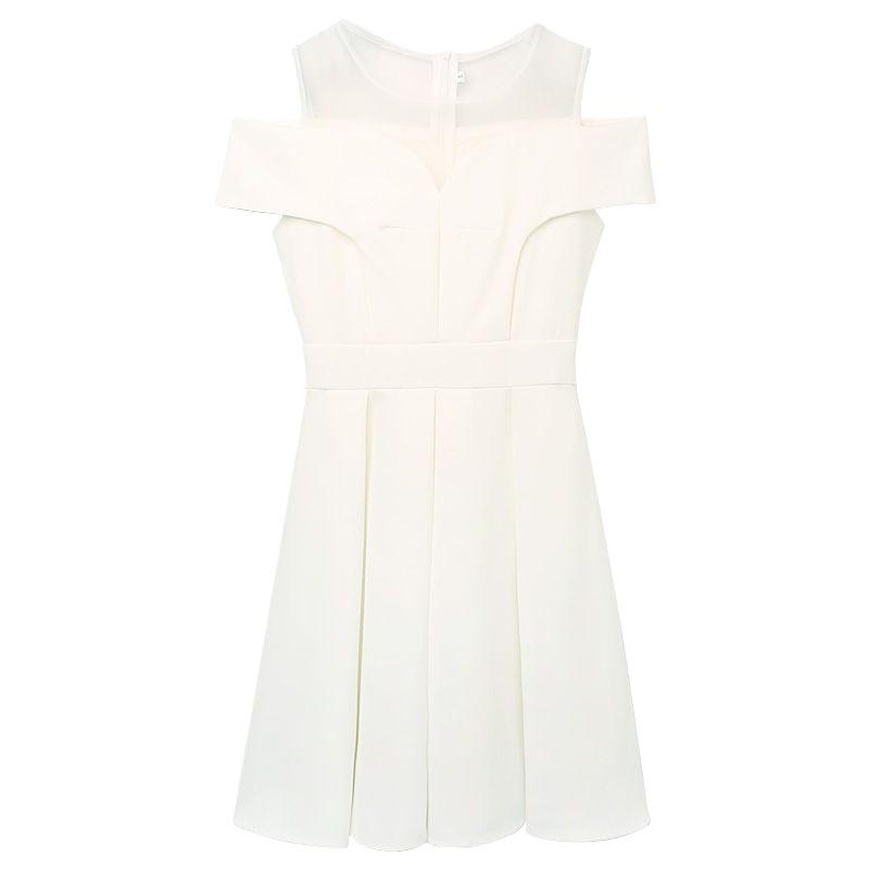 Women's Elegant White One-Shoulder A-line Midi Dress - Summer 2026 Slimming Style