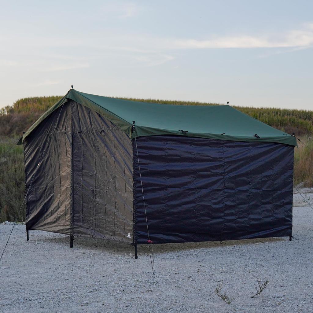 GOGlamping HENKAKU Tarp Zelt TC DIY Wandoptionen [Netz/TPU/Oxford] [Vorne/Seite] DIY Quadratisches Tarp TC Tarp für Solo-Camping, Kompakt und für den Außenbereich