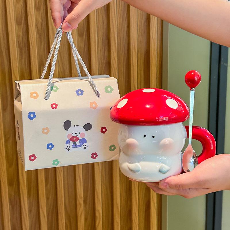 High-value Mushroom Water Cup Birthday Gift Box for Girl Friends Practical Ceramic Mug Practical Souvenir