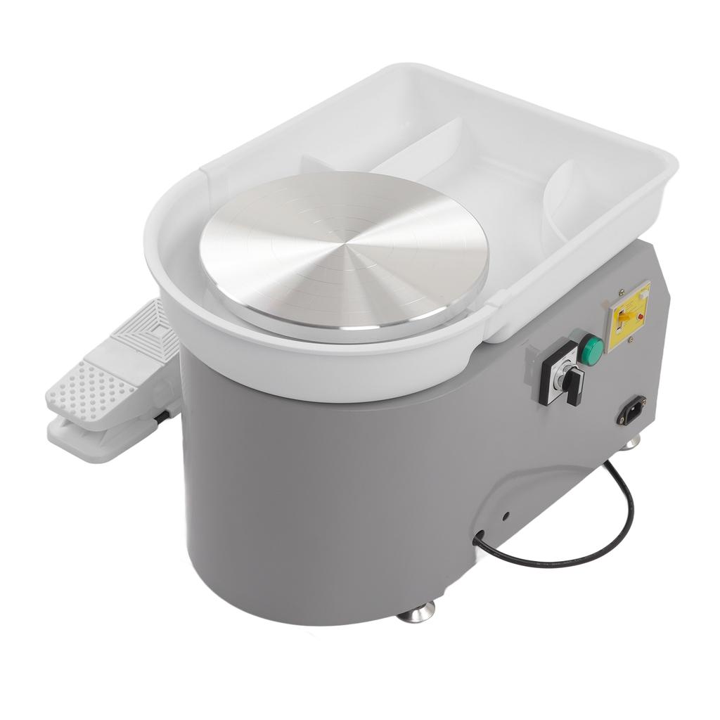 Pottery Wheel Machine Stepless Speed Change Removable Tray Low Noise 350W Grey Electric Pottery Wheel with Foot Pedal