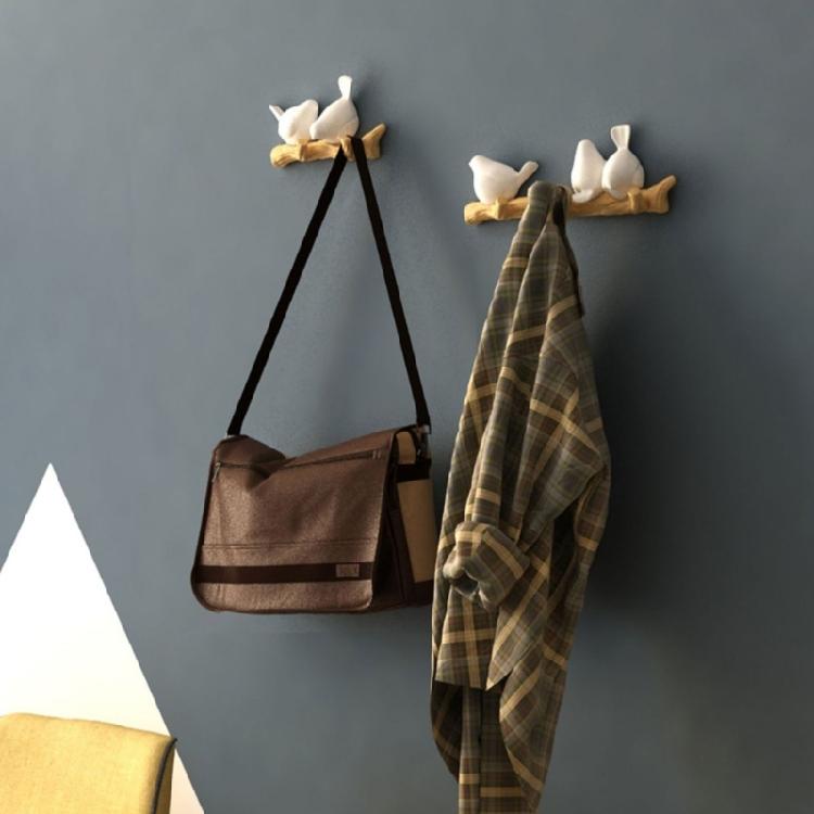 Easy Install Resin Bird Hook for Hanging Keys Hats Wall Mount Decorative Coat Hanger Kitchen Towel Storage Rack