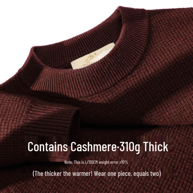 

TUHUANG Men s Merino Wool & Cashmere Round Neck Sweater L