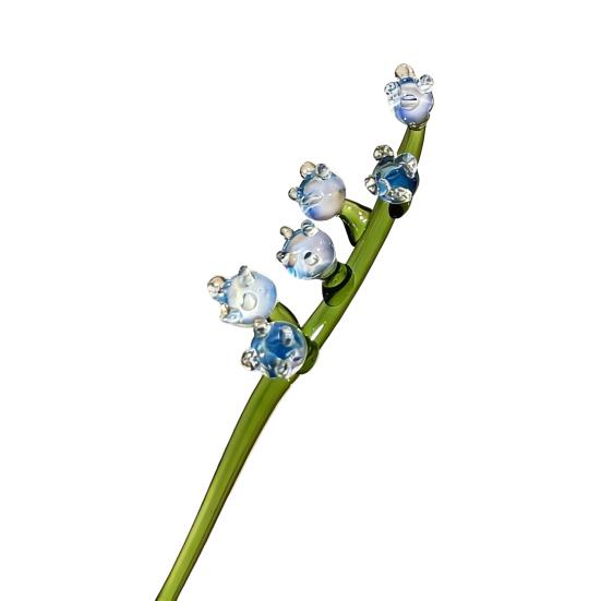 Yousheng Mini Glass Flower Figurine Handmade Faux Crystal Transparent Flower Bouquet Collectible Hand Blown Table Ornament for Mother's Day Birthday