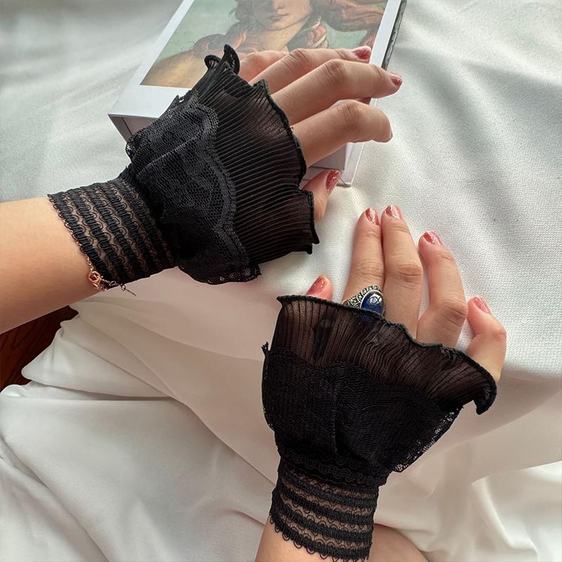 Lace Detachable Sleeved Horn Cuffs Embroidery Accessories Simple Wrist Cuffs Wristband Elegant Shirt False Cuffs for Sweater
