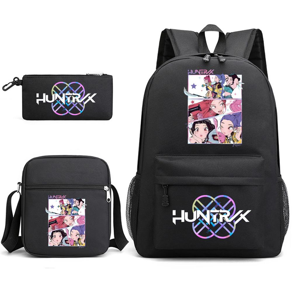 3 st/set Anime Tecknad Tryckt Ryggsäck med Axelväska Pennfodral för Tonåring Student Pojke Flicka Skolväska Stor Kapacitet Bokväska Barn Gåva